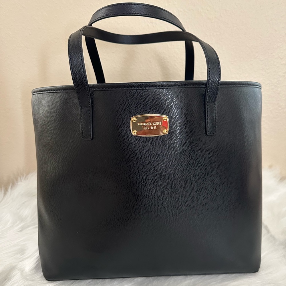 Authentic Michael Kors Large Solid Black Tote Bag - image 1